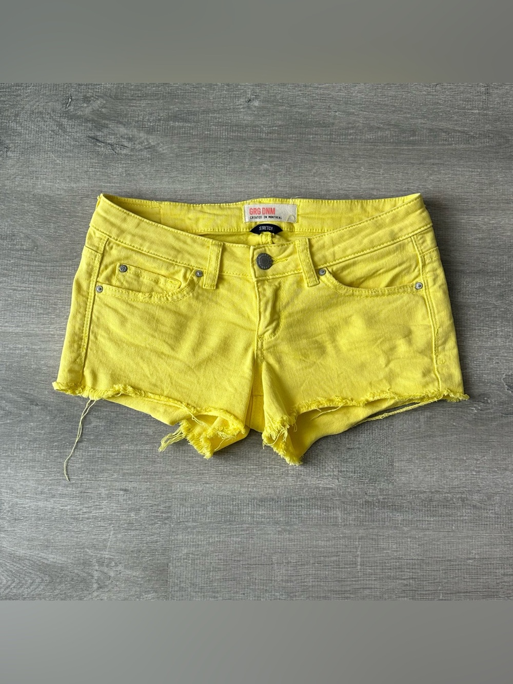 Y2K Garage Low Rise Bright Yellow Denim Cutoff Mini Shorts
